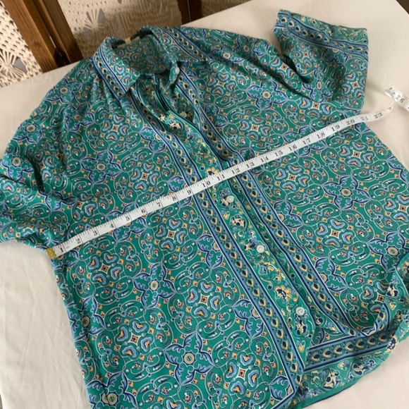 Max Studio Womens Medium Print‎ Casual Shirt  Button Up Short Sleeve Coastal NWT - Picture 8 of 8